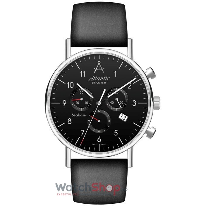 Ceas Atlantic Barbatesc Casual Negru SEABASE 60452.41.65 Chrono Quartz Original cu Comanda Online