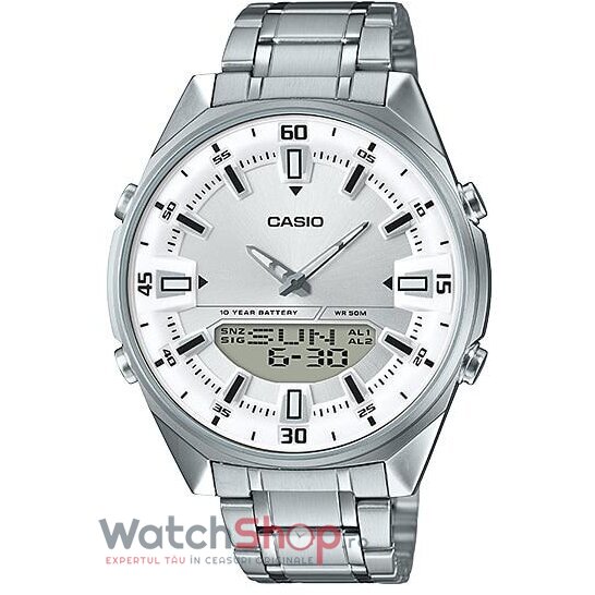 Ceas Barbatesc Casual Casio Alb AMW-830D-7AVDF Quartz Original cu Comanda Online