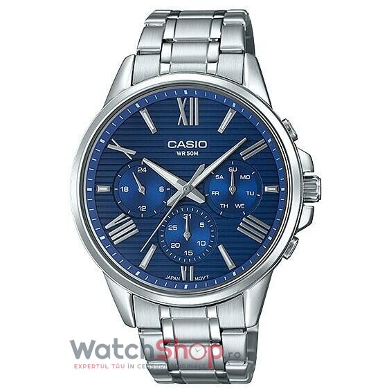 Ceas Casio Barbatesc Casual Albastru Enticer MTP-EX300D-2AVDF Quartz Original cu Comanda Online