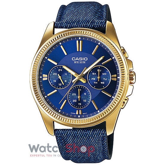 Ceas Barbatesc Casual Casio Albastru MTP-E304GBL-2AVDF Quartz Original cu Comanda Online