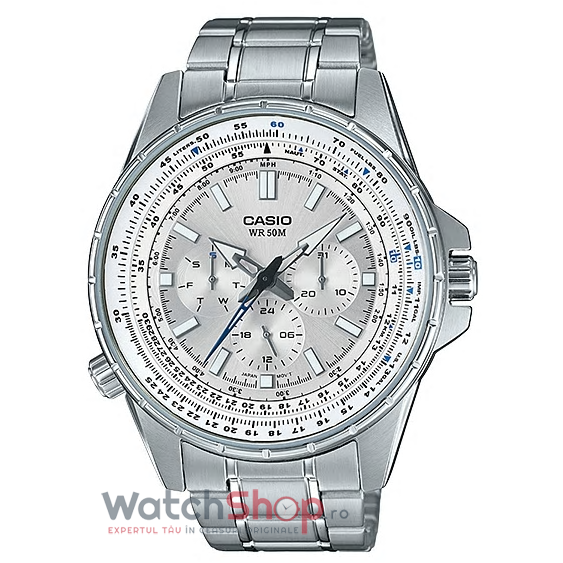 Ceas Barbatesc Casual Casio Argintiu Enticer MTP-SW320D-7AV Quartz Original cu Comanda Online