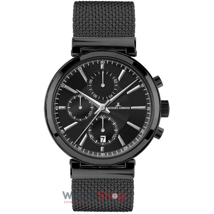 Ceas Barbatesc Casual Jacques Lemans Negru VERONA 1-1699E Cronograf Quartz Original cu Comanda Online