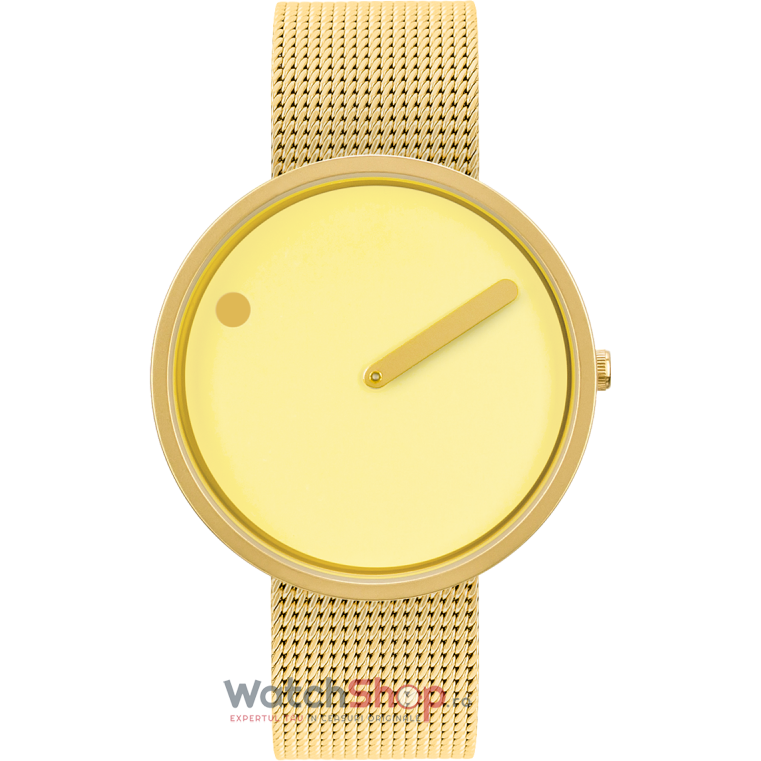 Ceas Barbatesc Casual PICTO Galben 43330-0920 Steel Mesh 40mm Quartz Original cu Comanda Online