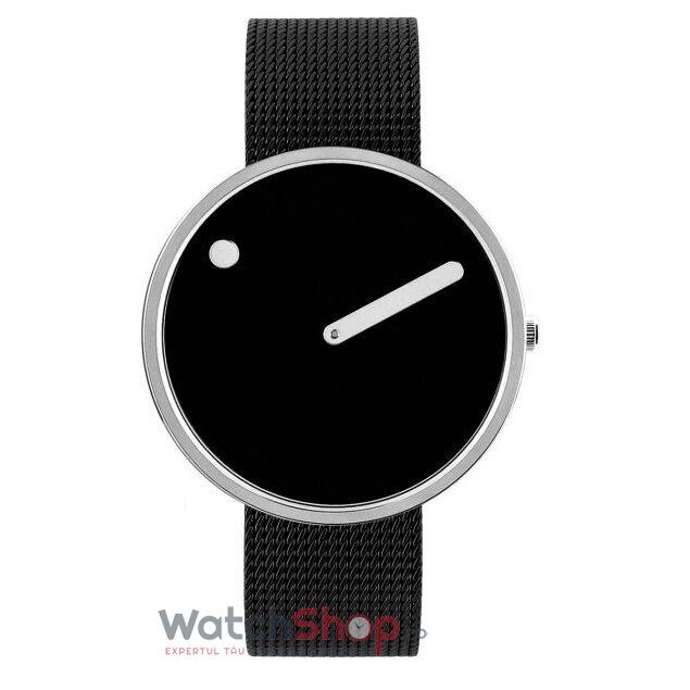 Ceas PICTO Barbatesc Casual Negru 43370-1020 Steel Mesh 40mm Quartz Original cu Comanda Online