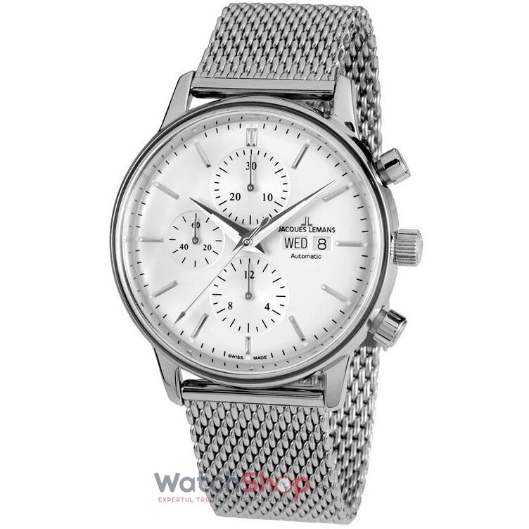 Ceas Jacques Lemans Barbatesc Casual-Sport Alb RETRO N-208E Automatic Original cu Comanda Online