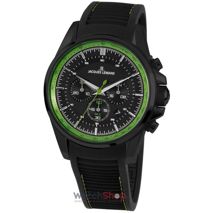 Ceas Jacques Lemans Barbatesc Casual-Sport Negru Liverpool 1-1799V Chronograph Quartz Original cu Comanda Online