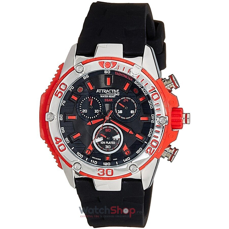 Ceas Barbatesc Casual-Sport Q&Q Negru ATTRACTIVE DG10J302Y Quartz Original cu Comanda Online