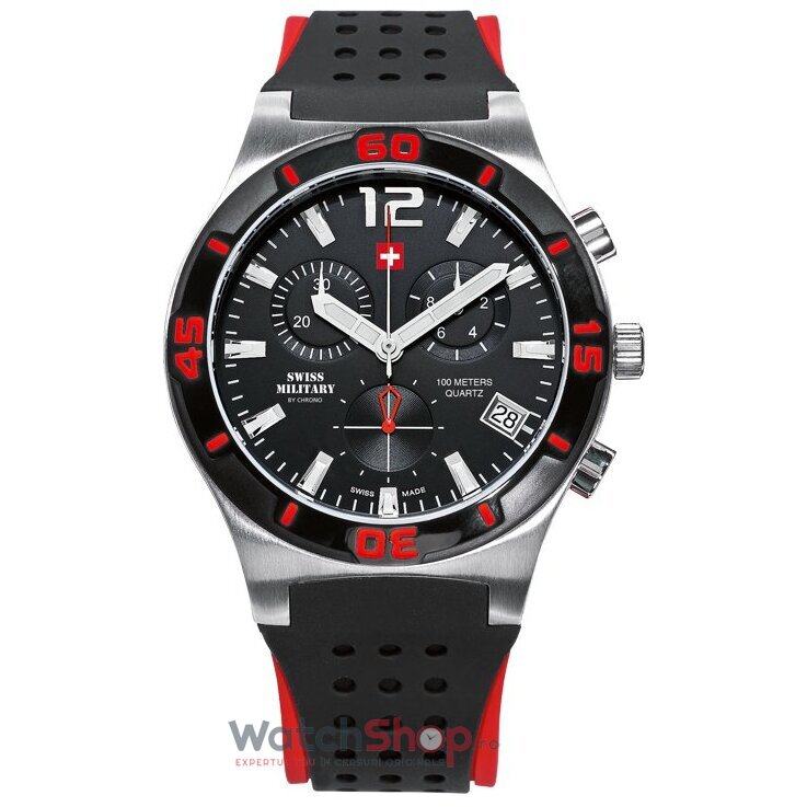 Ceas Barbatesc Casual-Sport Swiss Military Negru by CHRONO SM34015.06 Quartz Original cu Comanda Online