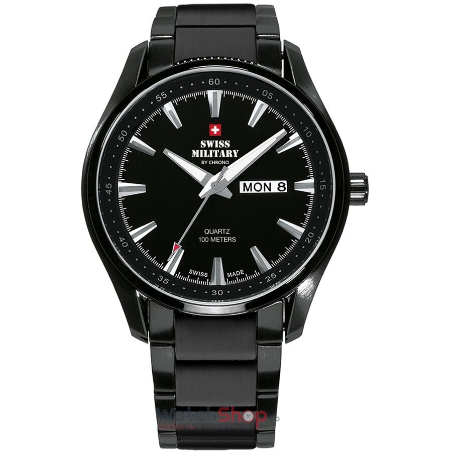 Ceas Swiss Military Barbatesc Casual-Sport Negru by Chrono SM34027.04 Quartz Original cu Comanda Online