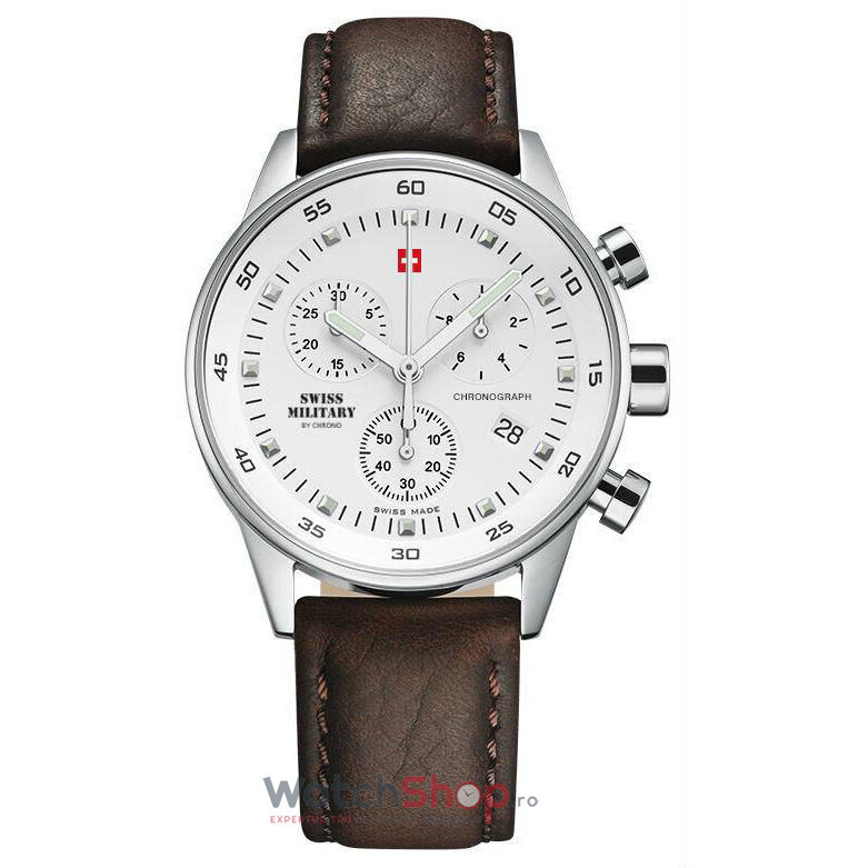 Ceas Swiss Military Barbatesc Casual Alb BY CHRONO SM34005.04 Chronograf Quartz Original cu Comanda Online