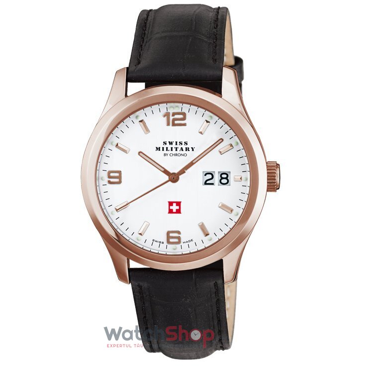 Ceas Barbatesc Casual Swiss Military Alb by CHRONO SM34004.11 Quartz Original cu Comanda Online