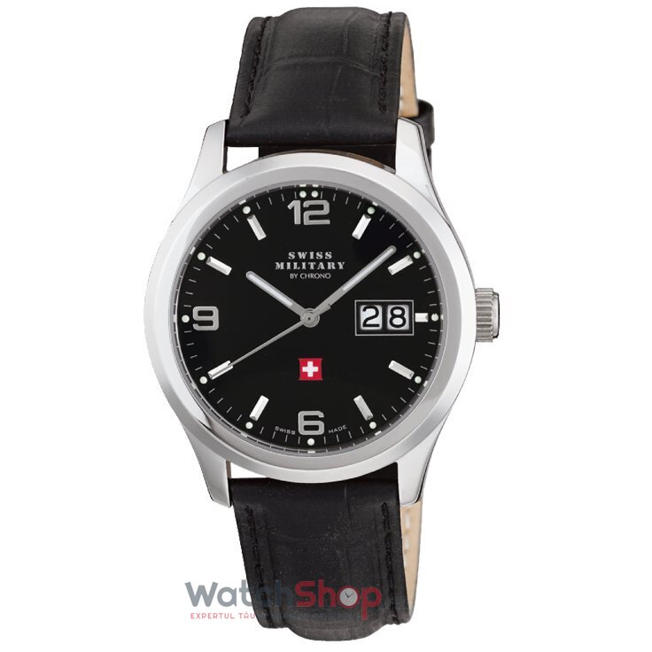 Ceas Barbatesc Casual Swiss Military Negru by CHRONO SM34004.05 Quartz Original cu Comanda Online