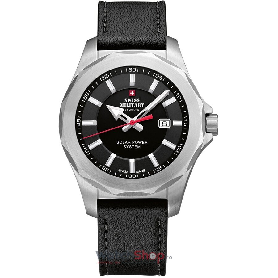 Ceas Swiss Military Barbatesc Casual Negru by Chrono SMS34073.04 Quartz Solar Original cu Comanda Online