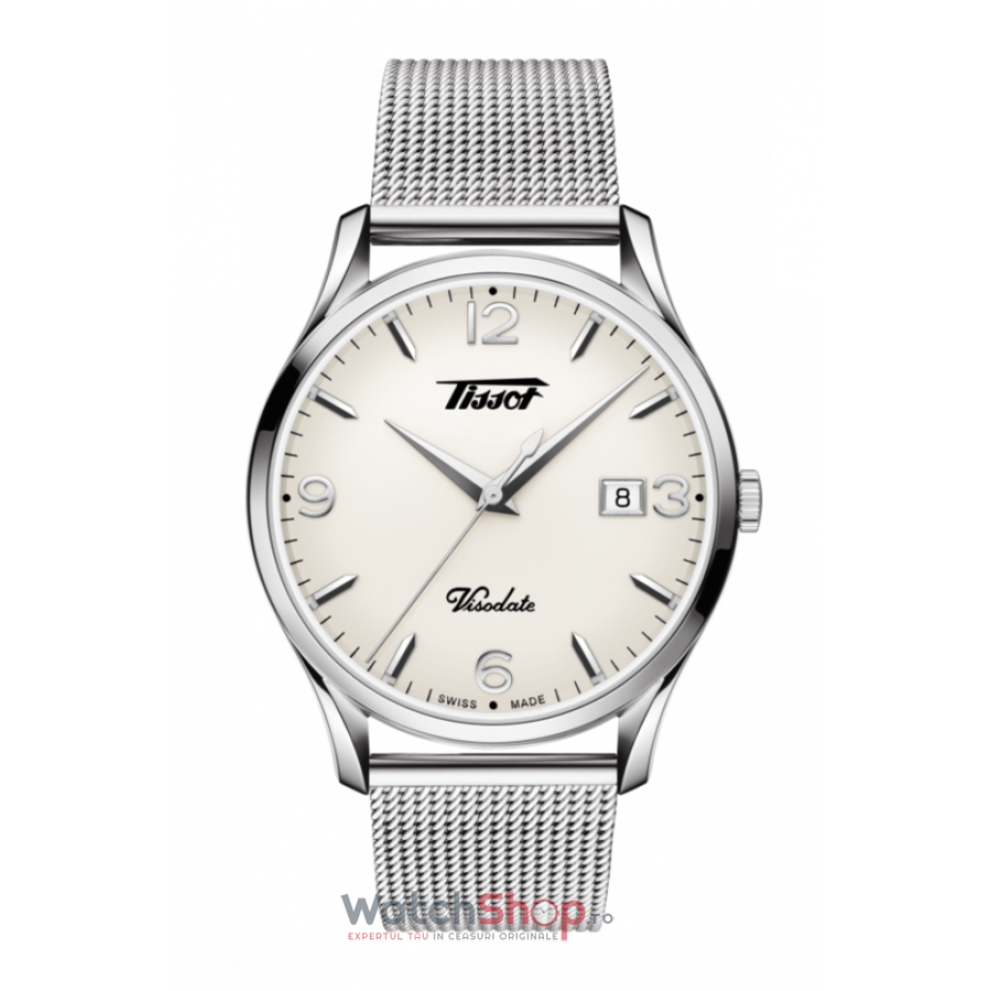 Ceas Tissot Barbatesc Casual Alb Argintiu HERITAGE T118.410.11.277.00 Visodate Quartz Original cu Comanda Online