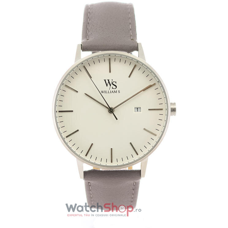 Ceas Barbatesc Casual William S. Alb The Descendant Quartz Original cu Comanda Online