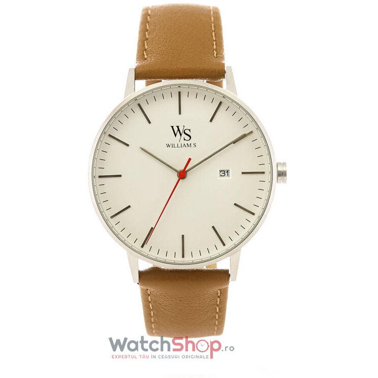 Ceas Barbatesc Casual William S. Alb The Posh Quartz Original cu Comanda Online