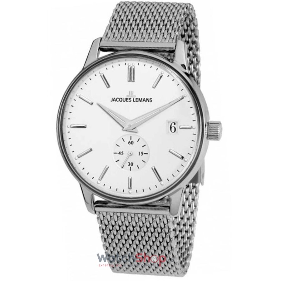 Ceas Jacques Lemans Barbatesc Clasic Alb RETRO N-215F Quartz Original cu Comanda Online