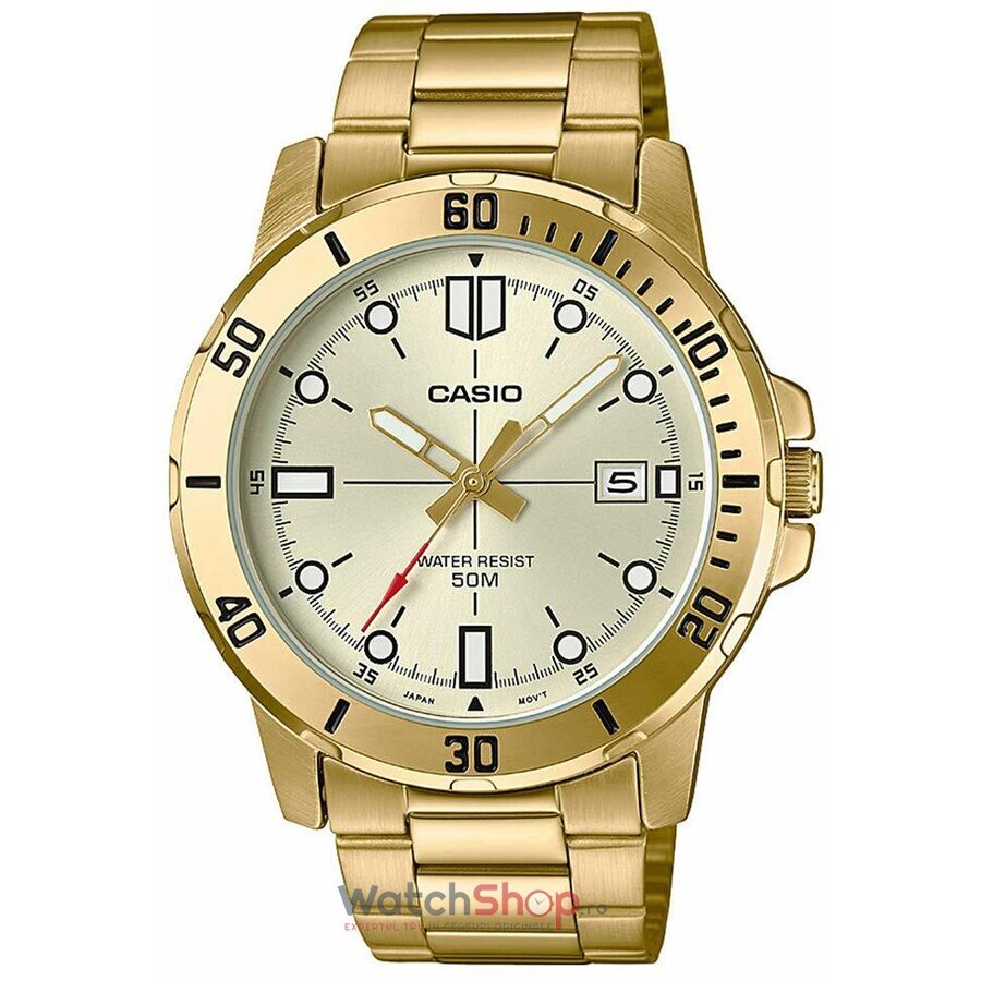 Ceas Casio Barbatesc Elegant Champagne ENTICER MTP-VD01G-9EVUDF Quartz Original cu Comanda Online