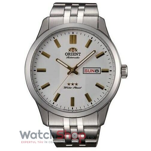 Ceas Orient Barbatesc Elegant Alb THREE STAR RA-AB0014S Automatic Original cu Comanda Online