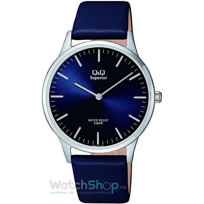 Ceas Barbatesc Elegant Q&Q Albastru Superior S306J312Y Quartz Original cu Comanda Online