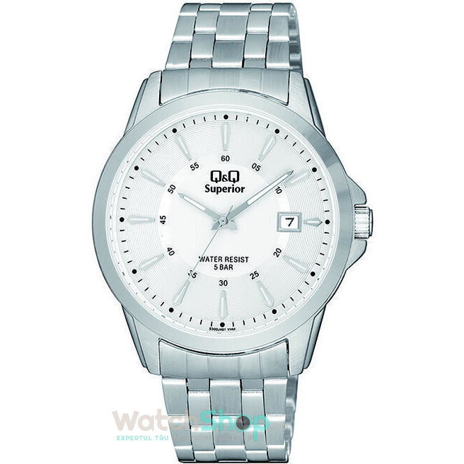 Ceas Barbatesc Elegant Q&Q Argintiu Superior S300J201Y Quartz Original cu Comanda Online