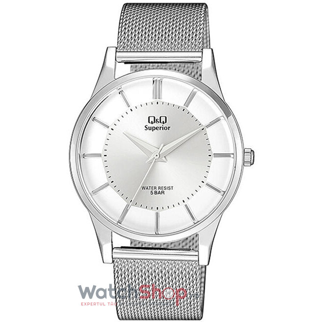 Ceas Barbatesc Elegant Q&Q Argintiu Superior S308J201Y Quartz Original cu Comanda Online