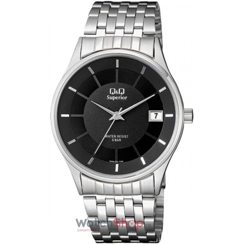 Ceas Barbatesc Elegant Q&Q Negru SUPERIOR S288J202Y Quartz Original cu Comanda Online