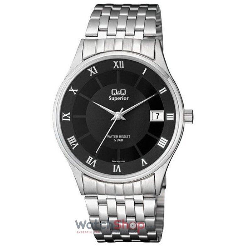 Ceas Barbatesc Elegant Q&Q Negru SUPERIOR S288J208Y Quartz Original cu Comanda Online