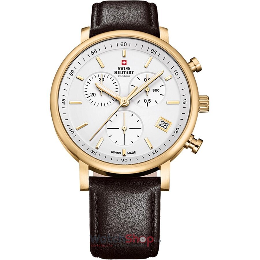 Ceas Barbatesc Elegant Swiss Military Alb by CHRONO SM34058.07 Quartz Original cu Comanda Online