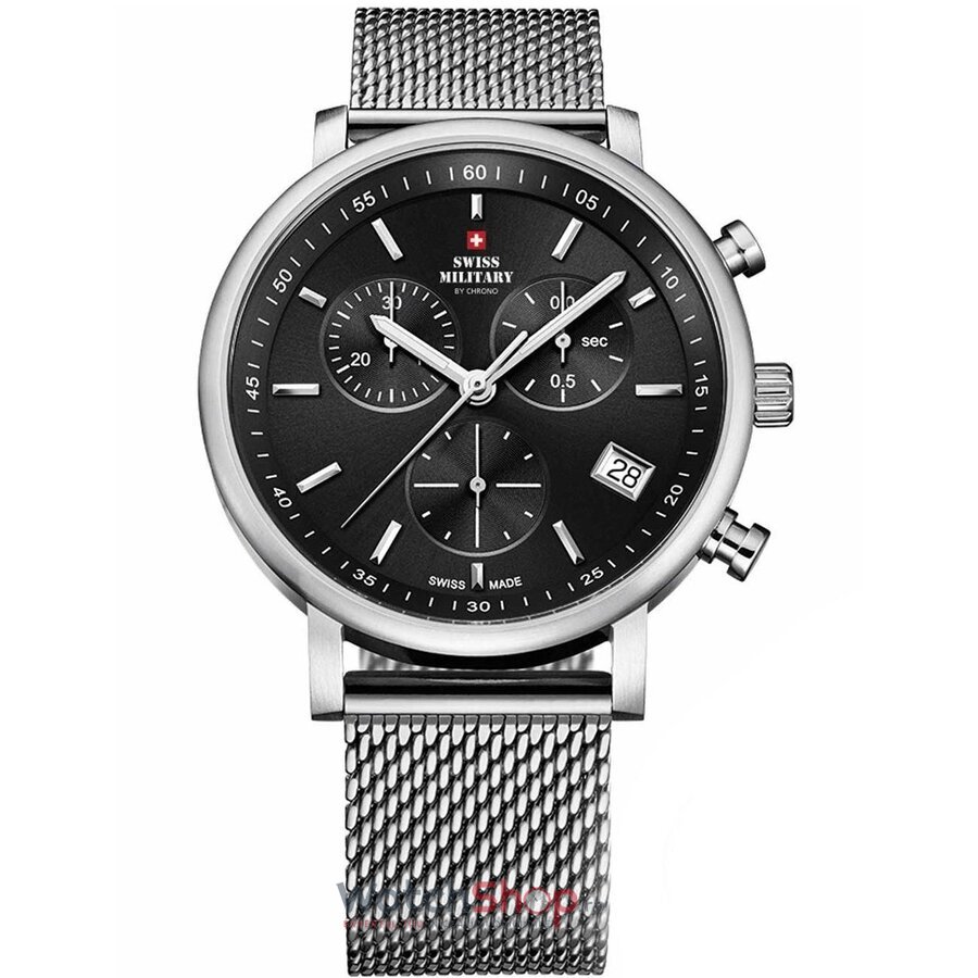 Ceas Swiss Military Barbatesc Elegant Negru by CHRONO SM34058.01 Quartz Original cu Comanda Online