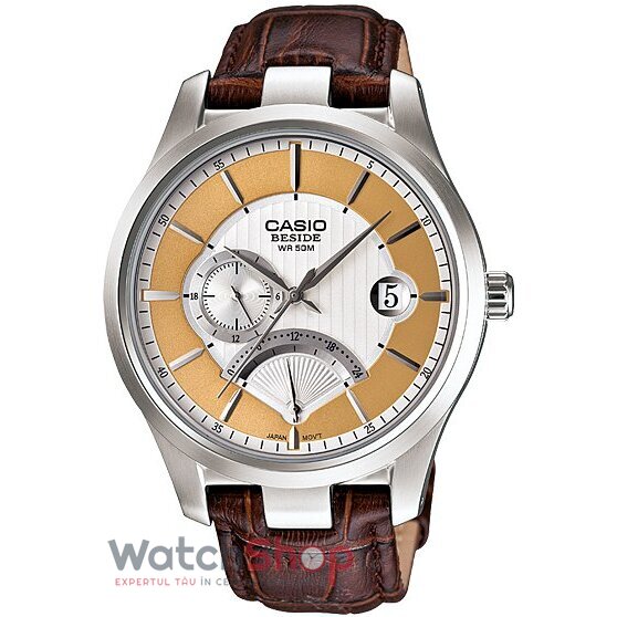 Ceas Casio Barbatesc Fashion Alb BESIDE BEM-308L-7AVEF Retrograde Quartz Original cu Comanda Online