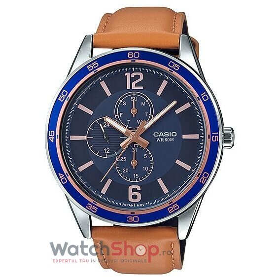 Ceas Casio Barbatesc Sport Bleumarin ENTICER MTP-E319L-2BVDF Quartz Original cu Comanda Online