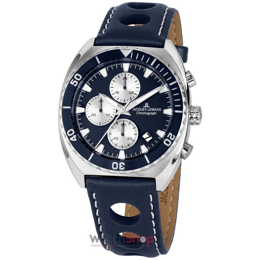 Ceas Jacques Lemans Barbatesc Sport Bleumarin Serie 200 1-2041C Chronograph Quartz Original cu Comanda Online