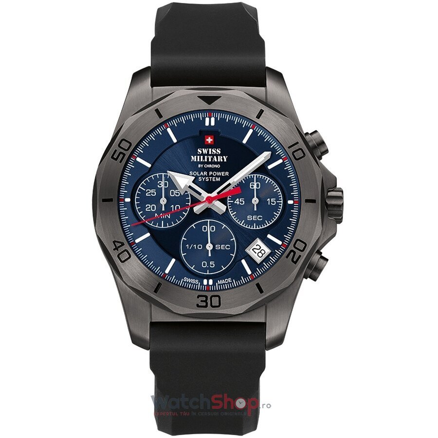 Ceas Swiss Military Barbatesc Sport Albastru by Chrono SMS34072.08 Cronograf Quartz Solar Original cu Comanda Online