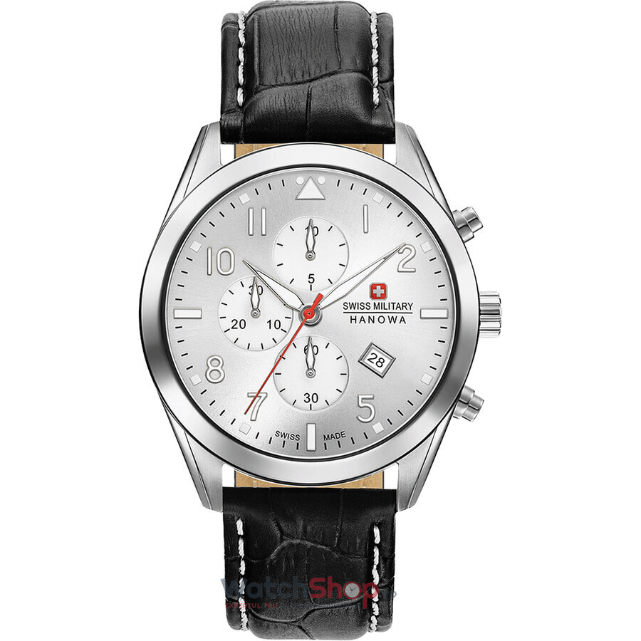 Ceas Swiss Military Barbatesc Sport Argintiu by Hanowa Helvetus 06-4316.04.001 Cronograf Quartz Original cu Comanda Online