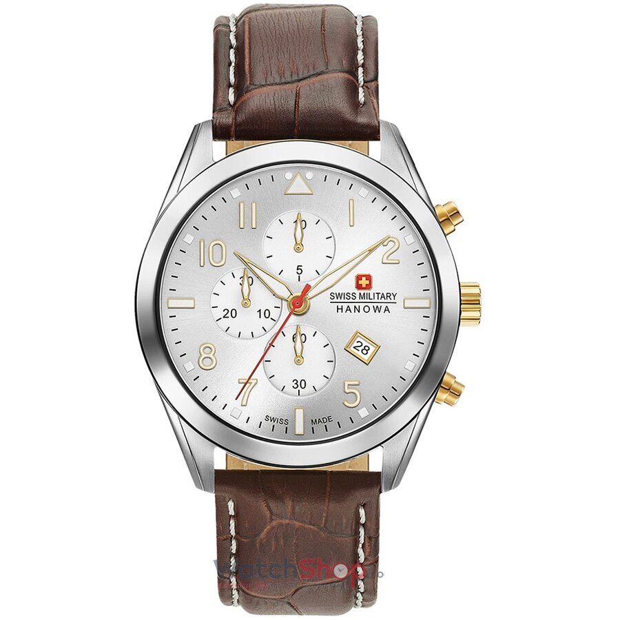 Ceas Swiss Military Barbatesc Sport Argintiu by Hanowa Helvetus 06-4316.04.001.02 Cronograf Quartz Original cu Comanda Online