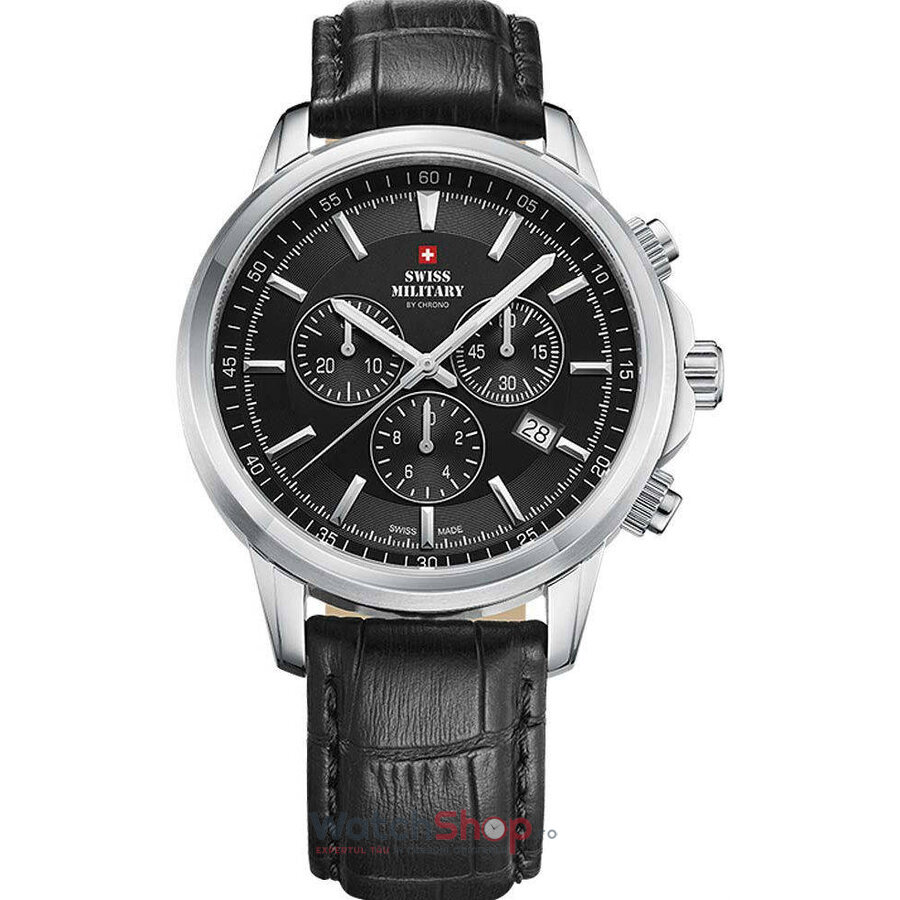 Ceas Swiss Military Barbatesc Sport Negru by Chrono SM34052.08 Chronograph Quartz Original cu Comanda Online