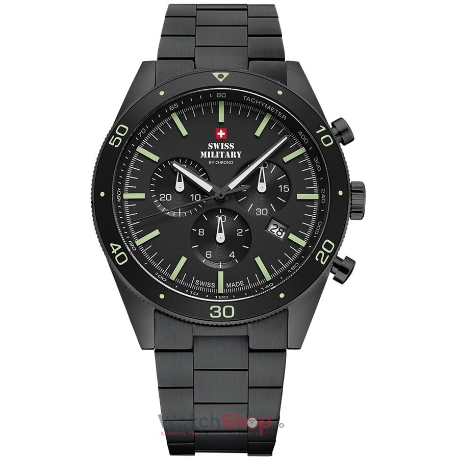 Ceas Swiss Military Barbatesc Sport Negru by Chrono SM34079.03 Cronograf Quartz Original cu Comanda Online