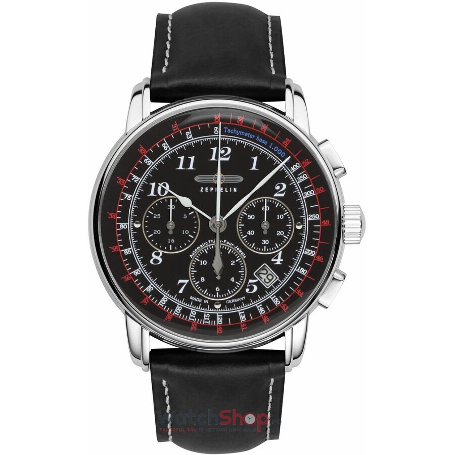 Ceas Zeppelin Barbatesc Sport Negru LZ126 LOS ANGELES 7624-2 Cronograf Automatic Original cu Comanda Online