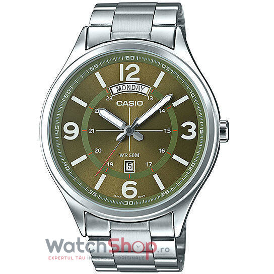 Ceas Casio Casual Barbatesc STANDARD MTP-E129D-3AVDF Verde Quartz cu Comanda Online