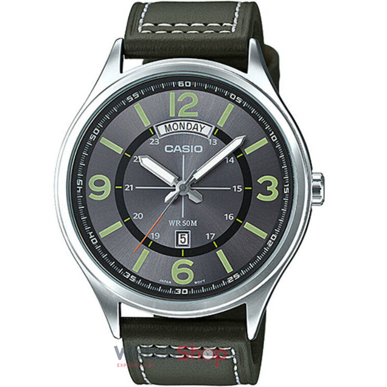 Ceas Casio Casual Barbatesc STANDARD MTP-E129L-3AVDF Gri Quartz cu Comanda Online