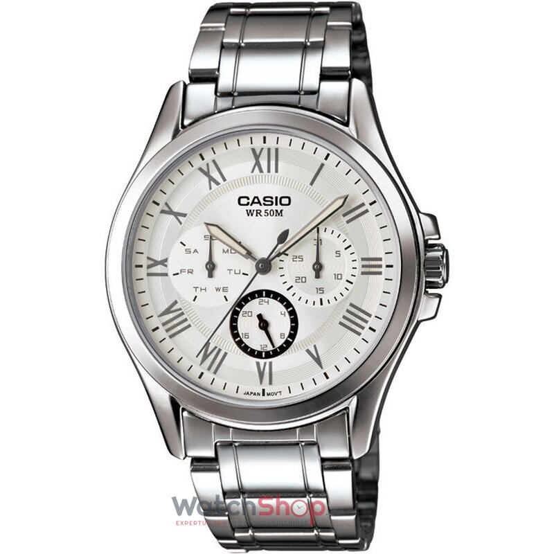 Ceas Casio Casual-Sport Barbatesc MTP-E301D-7B1VDF Alb Quartz cu Comanda Online