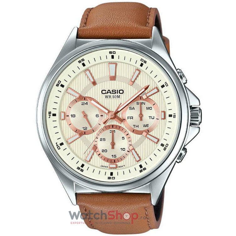 Ceas Casio Original Barbatesc Casual-Sport Alb MTP-E303L-9A Quartz cu Comanda Online