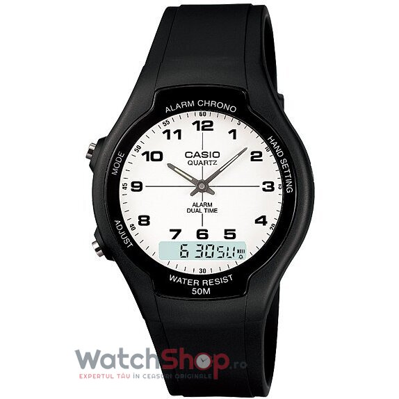 Ceas Casio Original Sport Alb pentru Barbati COLLECTION AW-90H-7B cu Comanda Online