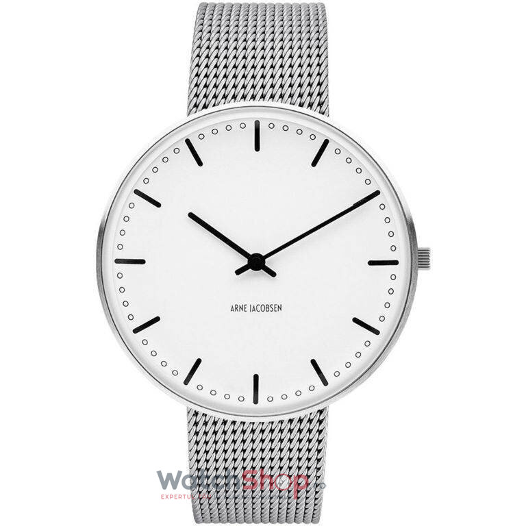 Ceas Casual Arne Jacobsen Barbatesc CITY HALL 53202-2008 Mesh M Alb Quartz Original cu Comanda Online