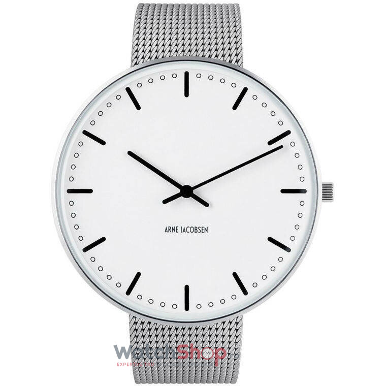 Ceas Casual Arne Jacobsen Barbatesc CITY HALL 53203-2208 Mesh L Alb Quartz Original cu Comanda Online