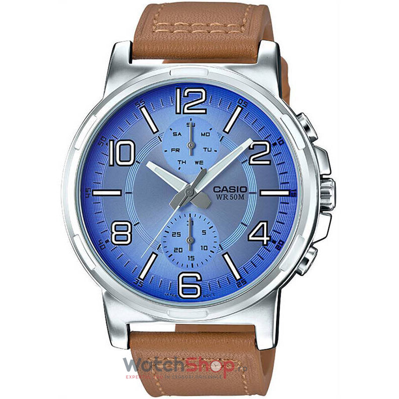 Ceas Casual Casio Barbatesc STANDARD MTP-E313L-2B2VDF Albastru deschis Quartz Original cu Comanda Online