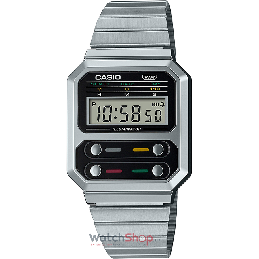 Ceas Casual Casio VINTAGE A100WE-1AEF Gri de Dama Original cu Comanda Online