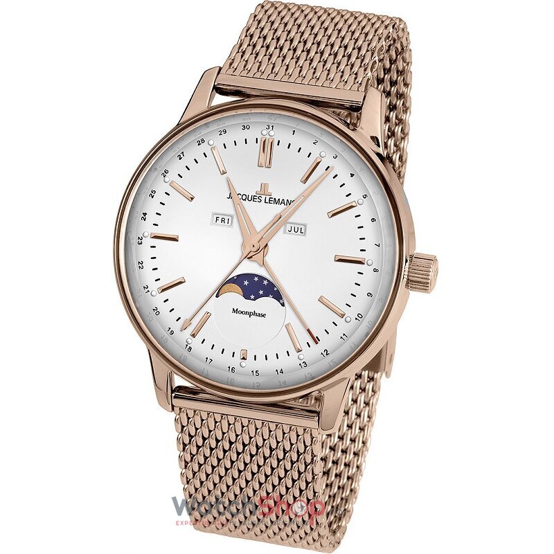 Ceas Casual Jacques Lemans RETRO N-214G Alb de Dama Original cu Comanda Online