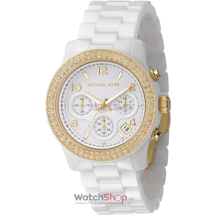 Ceas Casual Michael Kors RUNWAY MK5237 Chronograph Alb de Dama Original cu Comanda Online